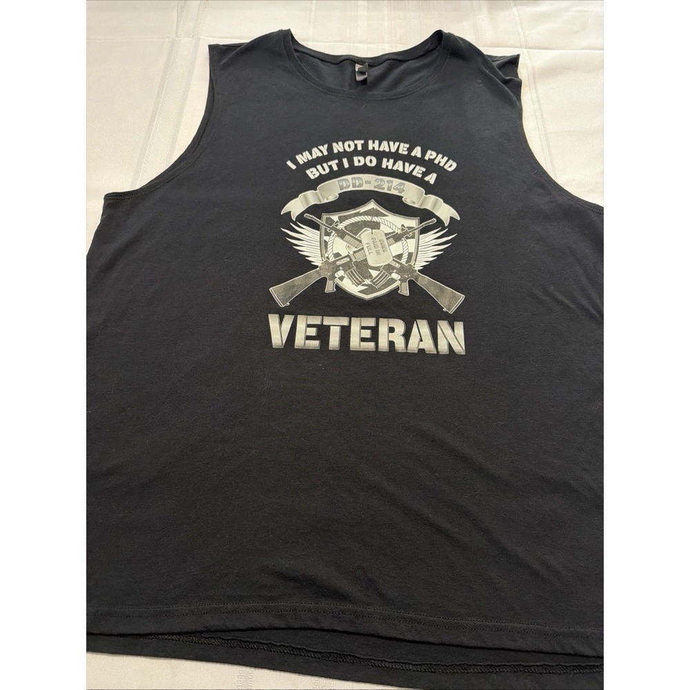 Next Level Apparel Veteran DD-214 Graphic Muscle Tank Top Black XXL Mens